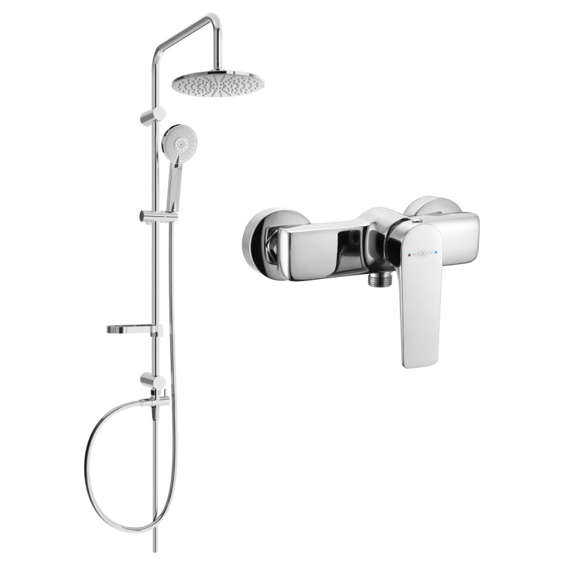 Mexen Lynx Carl Aufputz-Duschset mit Regendusche und Duscharmatur, chrom - 745940240-00