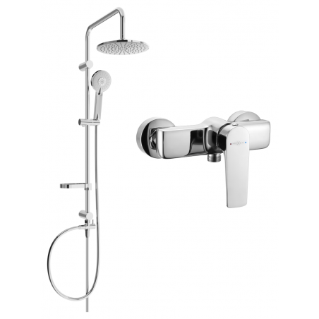 Mexen Carl Aufputz-Duschset mit Regendusche und Duscharmatur Lynx, Chrom - 745940240-00