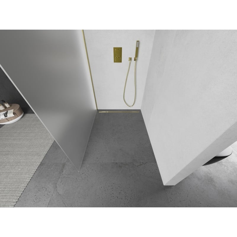 Mexen Kioto L Duschwand Walk-in 100 x 200 cm, matt, gold - 800-100-103-50-30