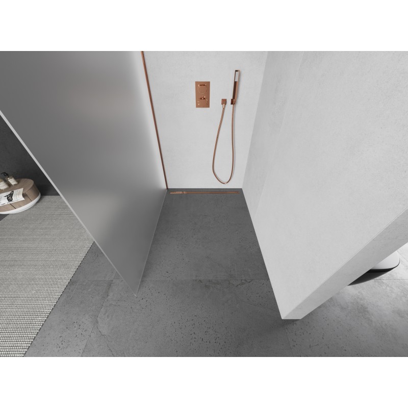 Mexen Kioto L Duschwand Walk-in 100 x 200 cm, matt, Roségold - 800-100-103-60-30