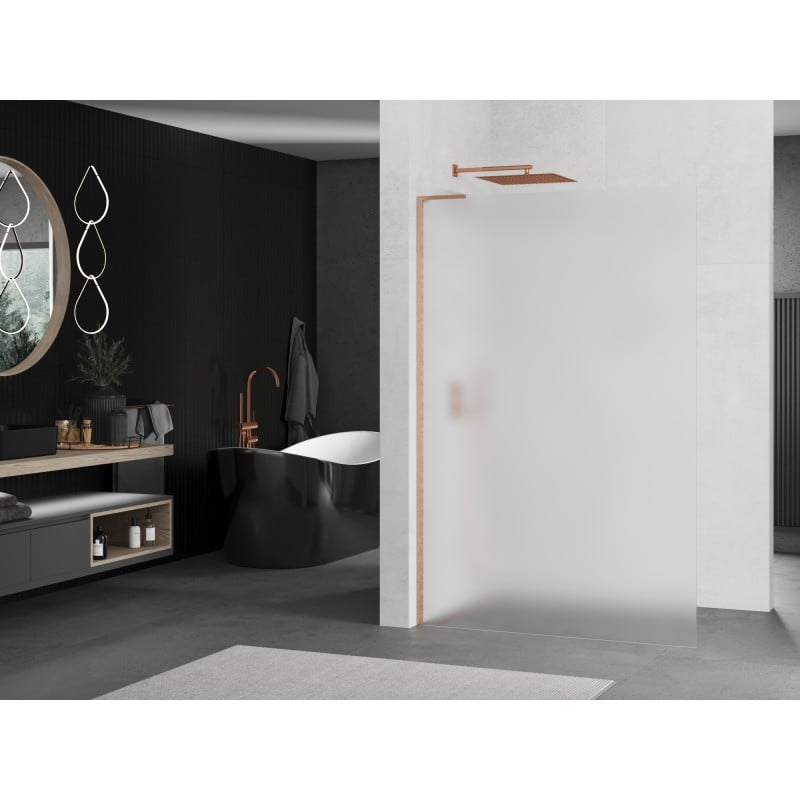 Mexen Kioto L Duschwand Walk-in 80 x 200 cm, satiniert, gebürstetes Kupfer - 800-080-103-65-30