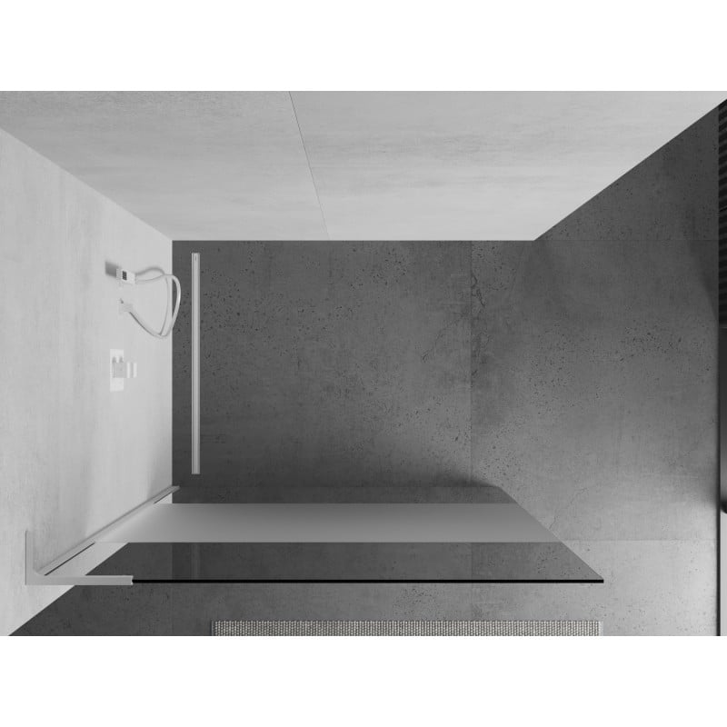 Mexen Kioto L Duschwand Walk-in 70 x 200 cm, transparent/Eisglas, weiß - 800-070-103-20-35