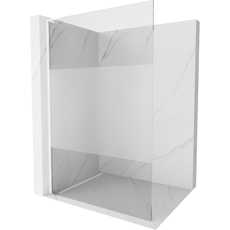 Mexen Kioto L Duschwand Walk-in 80 x 200 cm, transparent/gefrostet, weiß - 800-080-103-20-35