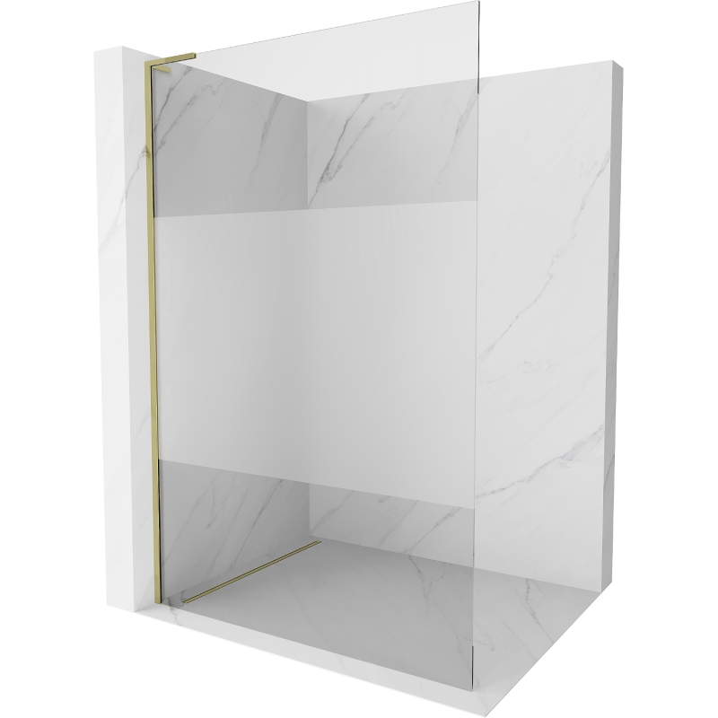 Mexen Kioto L Duschwand Walk-in 90 x 200 cm, transparent/schnee, gold - 800-090-103-50-35