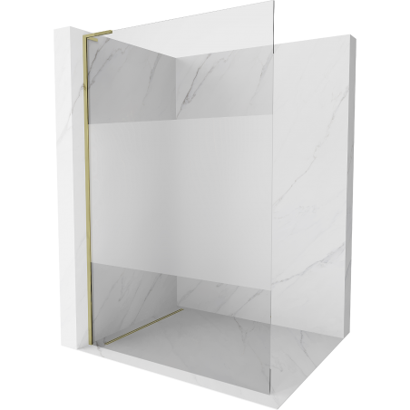 Mexen Kioto L Duschwand Walk-in 90 x 200 cm, transparent/satiniert, gold - 800-090-103-50-35