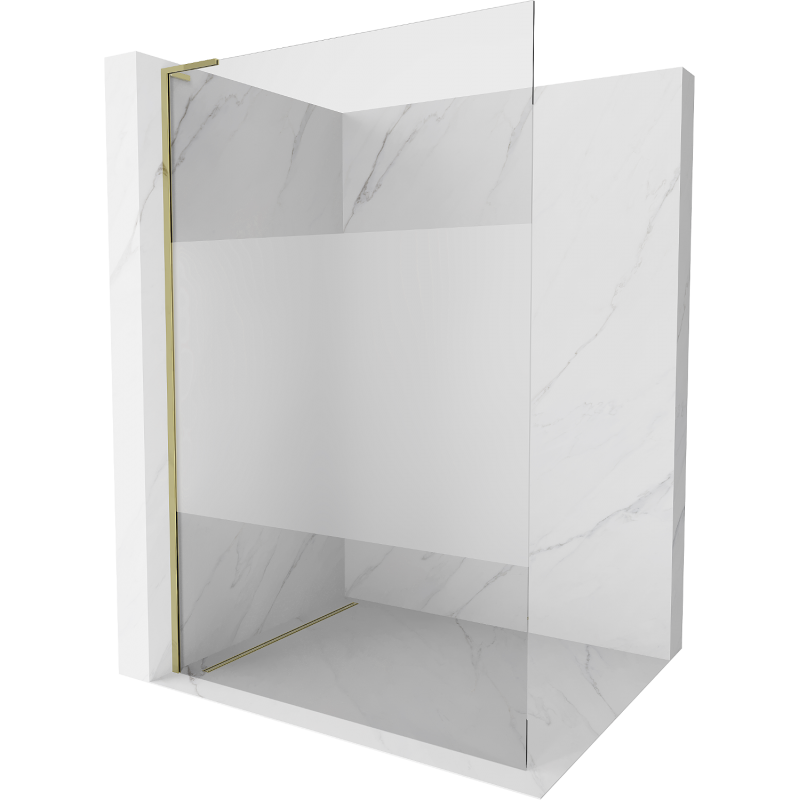 Mexen Kioto L Duschwand Walk-in 100 x 200 cm, transparent/Frost, gold - 800-100-103-50-35