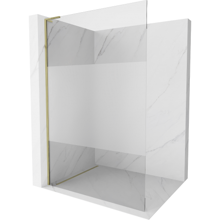 Mexen Kioto L Duschwand Walk-in 100 x 200 cm, transparent/Frost, gold - 800-100-103-50-35