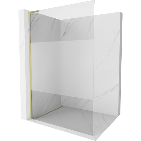 Mexen Kioto L Duschwand Walk-in 80 x 200 cm, transparent/Eis, gebürstetes Gold - 800-080-103-55-35