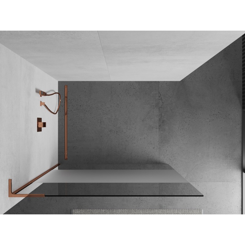 Mexen Kioto L Duschwand Walk-in 100 x 200 cm, transparent/mattiert, Roségold - 800-100-103-60-35
