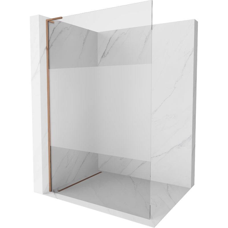 Mexen Kioto L Duschwand Walk-in 100 x 200 cm, transparent/mattiert, Roségold - 800-100-103-60-35