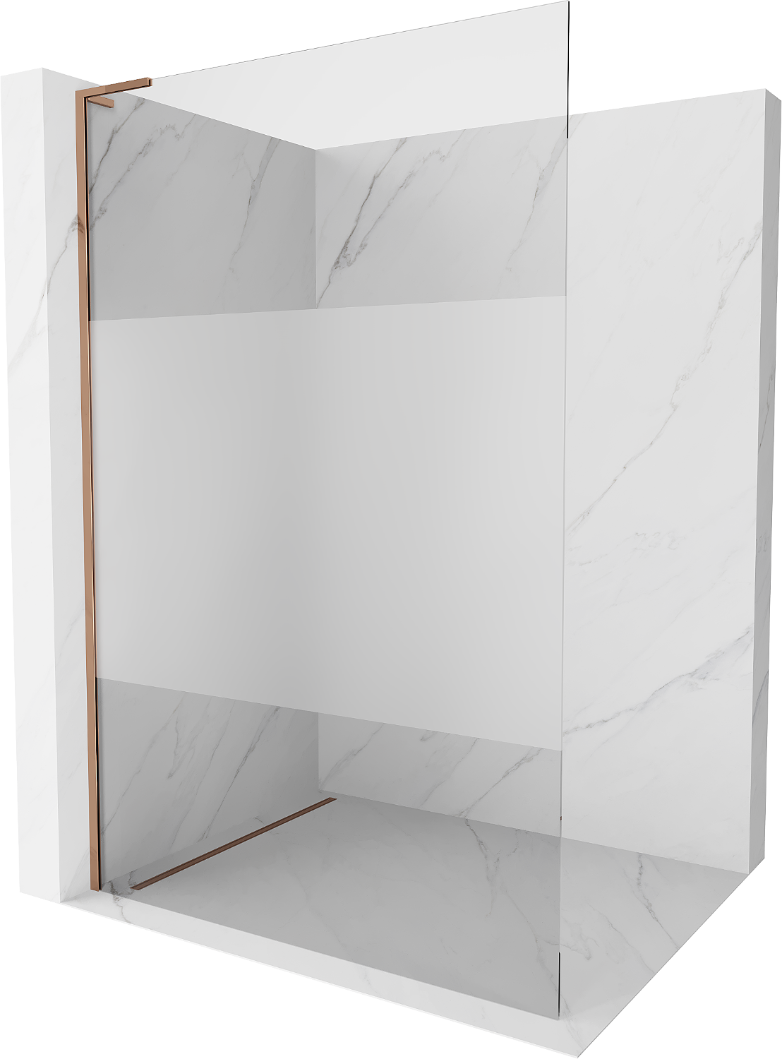 Mexen Kioto L Duschwand Walk-in 100 x 200 cm, transparent/matt, roségold - 800-100-103-60-35