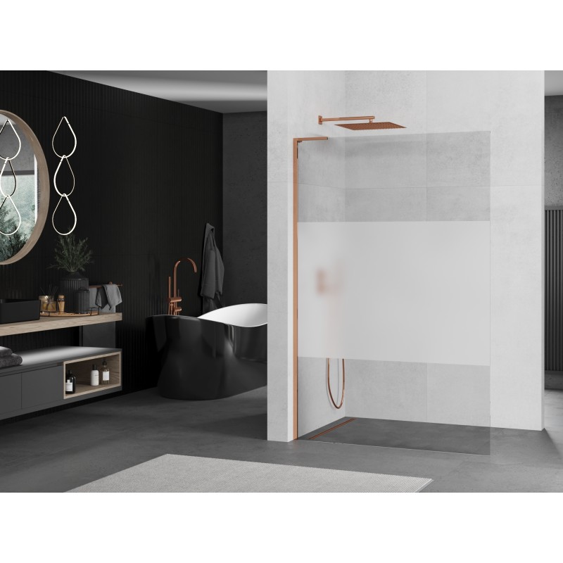 Mexen Kioto L Duschwand Walk-in 120 x 200 cm, transparent/matt, Roségold - 800-120-103-60-35