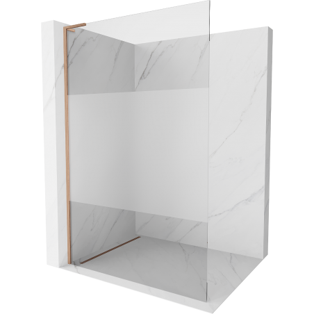 Mexen Kioto L Duschwand Walk-in 70 x 200 cm, transparent/gefrostet, gebürstetes Kupfer - 800-070-103-65-35