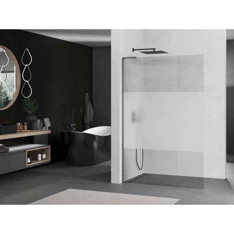 Mexen Kioto L Duschwand Walk-in 70 x 200 cm, transparent/geätzt, gun gray gebürstet - 800-070-103-66-35