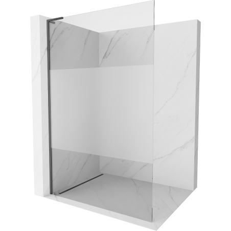 Mexen Kioto L Duschwand Walk-in 70 x 200 cm, transparent/geätzt, gun gray gebürstet - 800-070-103-66-35