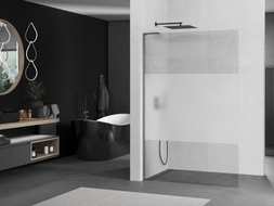 Mexen Kioto L Duschwand Walk-in 90 x 200 cm, transparent/mattiert, gun gray gebürstet - 800-090-103-66-35