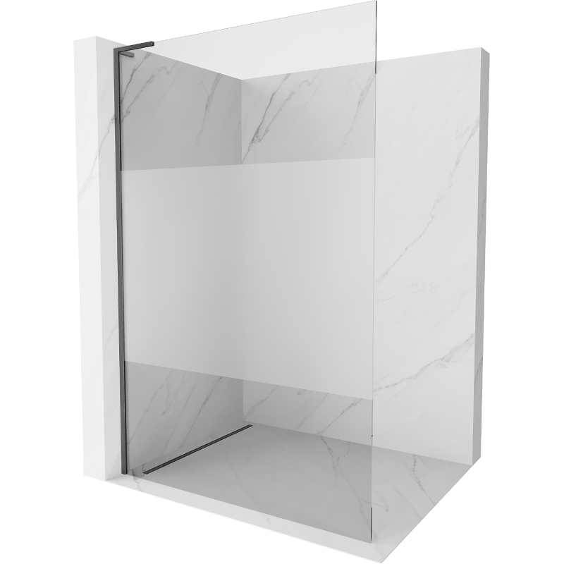 Mexen Kioto L Duschwand Walk-in 110 x 200 cm, transparent/Frost, gun grey gebürstet - 800-110-103-66-35