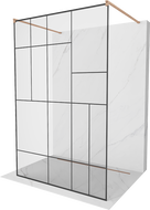 Mexen Kioto freistehende Duschwand 100 x 200 cm, schwarzes Muster 8 mm, gebürstetes Kupfer - 800-100-002-65-78