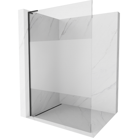 Mexen Kioto L Duschwand Walk-in 70 x 200 cm, transparent/gefroren, schwarz - 800-070-103-70-35