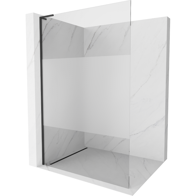 Mexen Kioto L Duschwand Walk-in 80 x 200 cm, transparent/gefroren, schwarz - 800-080-103-70-35