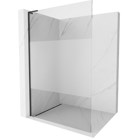 Mexen Kioto L Duschwand Walk-in 100 x 200 cm, transparent/zerstochen, schwarz - 800-100-103-70-35