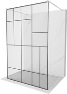 Mexen Kioto freistehende Duschwand 100 x 200 cm, schwarzes Muster 8 mm, gebürsteter Nickel - 800-100-002-97-78