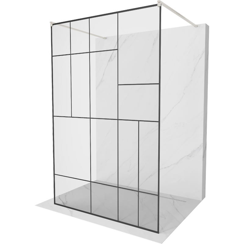 Mexen Kioto freistehende Duschwand 120 x 200 cm, schwarzes Muster 8 mm, gebürsteter Nickel - 800-120-002-97-78
