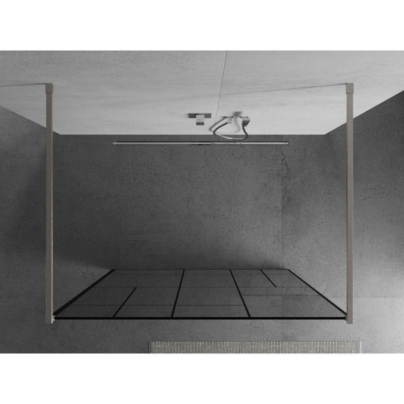 Mexen Kioto freistehende Duschwand 130 x 200 cm, schwarzes Muster 8 mm, gebürsteter Nickel - 800-130-002-97-78