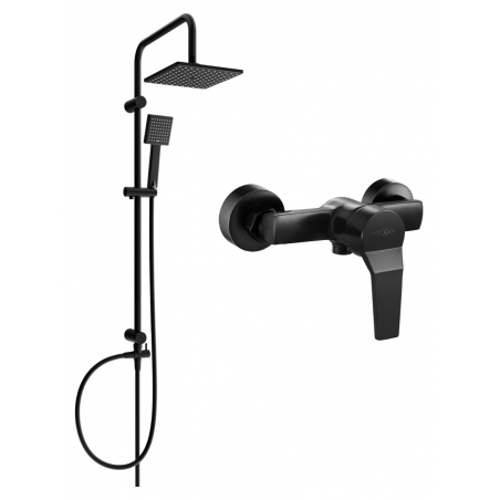 Mexen Caro Tord Duschset zur Aufputzmontage mit Regendusche und Duscharmatur, schwarz - 746640200-70