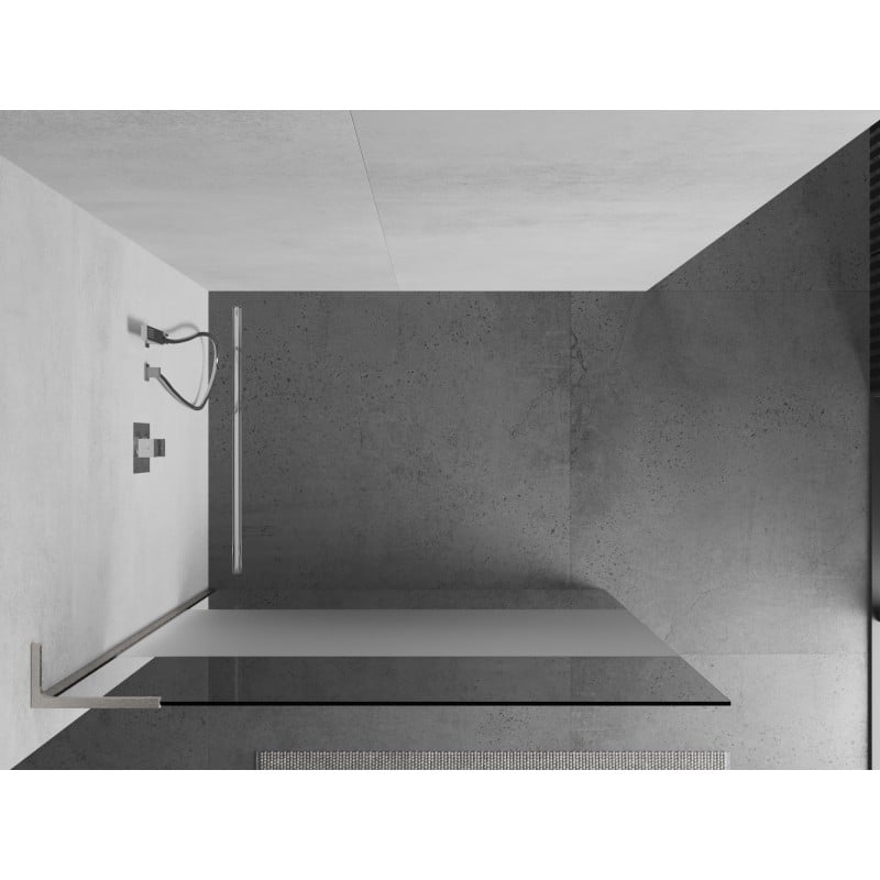 Mexen Kioto L Duschwand Walk-in 80 x 200 cm, transparent/Matt, gebürsteter Nickel - 800-080-103-97-35