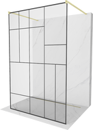 Mexen Kioto freistehende Duschwand 120 x 200 cm, schwarzes Muster 8 mm, gebürstetes Gold - 800-120-002-55-78