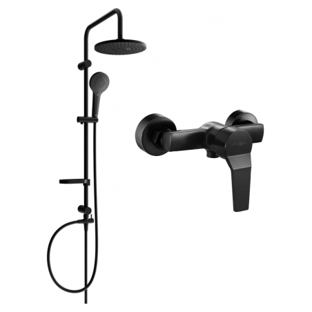 Mexen Caro Erik Aufputz-Duschset mit Regenbrause und Duscharmatur, schwarz - 746640205-70
