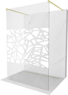 Mexen Kioto freistehende Duschwand 100 x 200 cm, weißes Muster 8 mm, gebürstetes Gold - 800-100-002-55-85