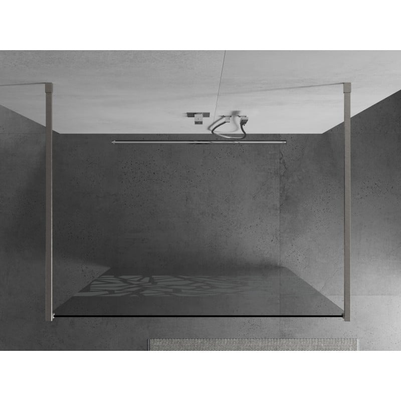 Mexen Kioto freistehende Duschwand 100 x 200 cm, weißes Muster 8 mm, gebürsteter Nickel - 800-100-002-97-85