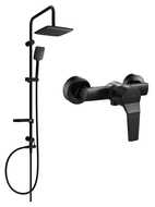 Mexen Sven Aufputz-Duschset mit Regenbrause und Caro Duscharmatur, schwarz - 746640262-70