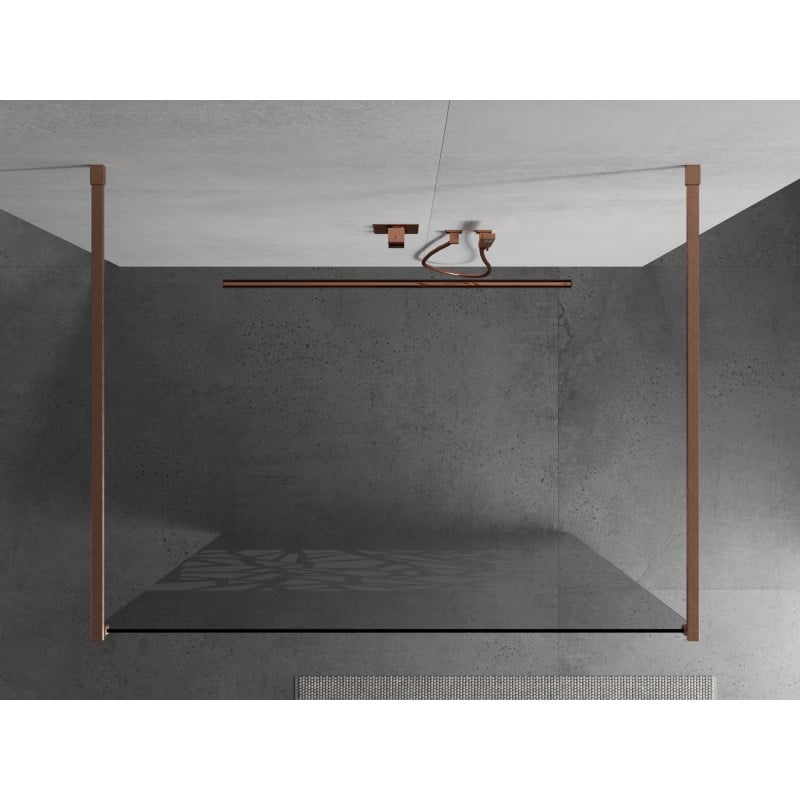 Mexen Kioto freistehende Duschwand 120 x 200 cm, weißes Muster 8 mm, gebürstetes Kupfer - 800-120-002-65-85