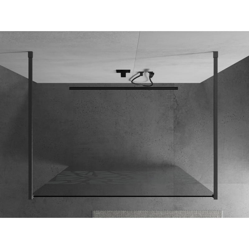 Mexen Kioto Freistehende Duschwand 100 x 200 cm, weißes Muster 8 mm, gun gray gebürstet - 800-100-002-66-85