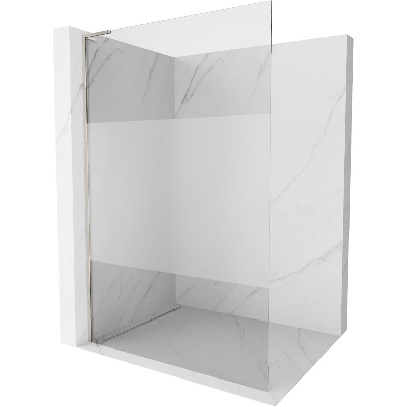 Mexen Kioto L Duschwand Walk-in 110 x 200 cm, transparent/frost, gebürsteter Nickel - 800-110-103-97-35