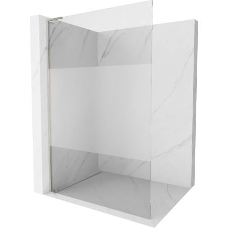 Mexen Kioto L Duschabtrennung Walk-in 120 x 200 cm, transparent/Mattglas, gebürsteter Nickel - 800-120-103-97-35