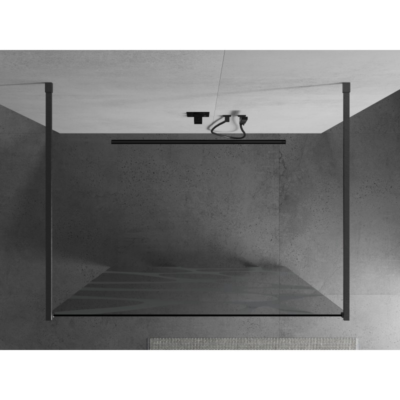 Mexen Kioto freistehende Duschwand 110 x 200 cm, weiße Welle 8 mm, gebürstetes Gun Gray - 800-110-002-66-97