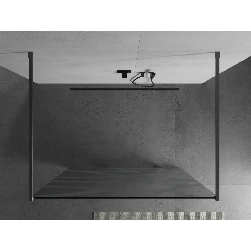 Mexen Kioto freistehende Duschwand 120 x 200 cm, weiße Welle 8 mm, gun gray gebürstet - 800-120-002-66-97