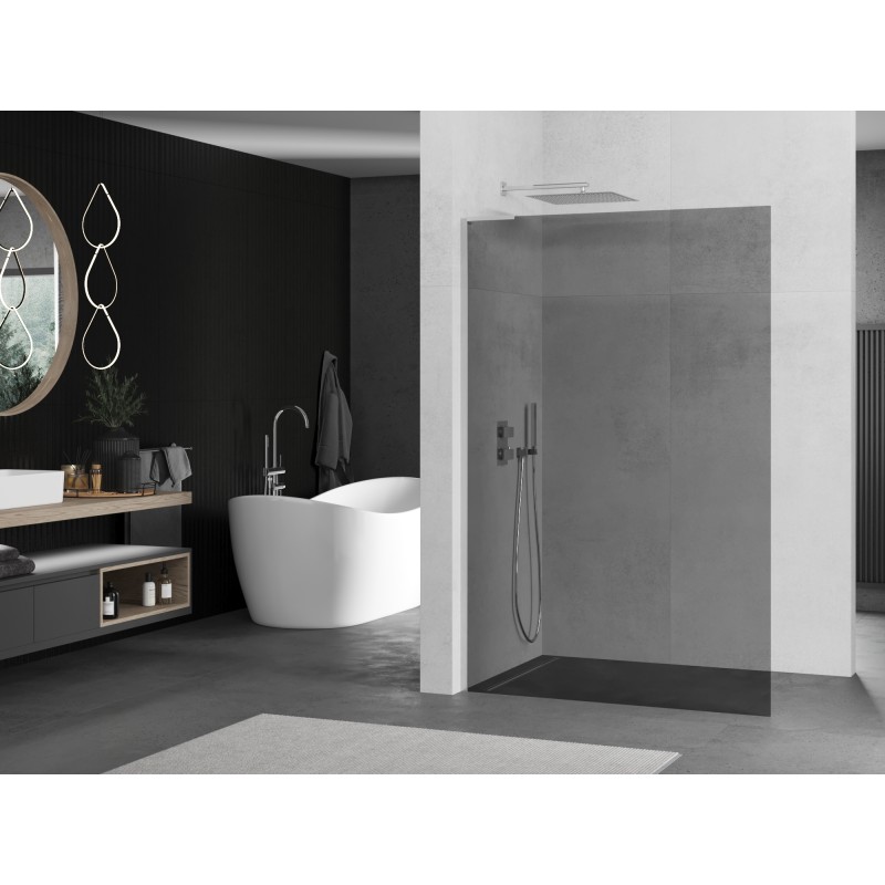 Mexen Kioto L Duschwand Walk-in 70 x 200 cm, Graphit, Chrom - 800-070-103-01-40