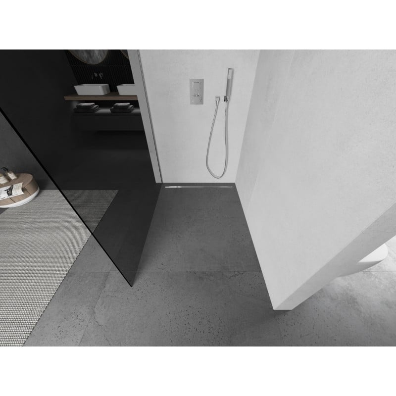 Mexen Kioto L Duschwand Walk-in 80 x 200 cm, Graphit, Chrom - 800-080-103-01-40