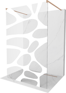 Mexen Kioto Freistehende Duschwand 140 x 200 cm, weiße Welle 8 mm, gebürstetes Kupfer - 800-140-002-65-97