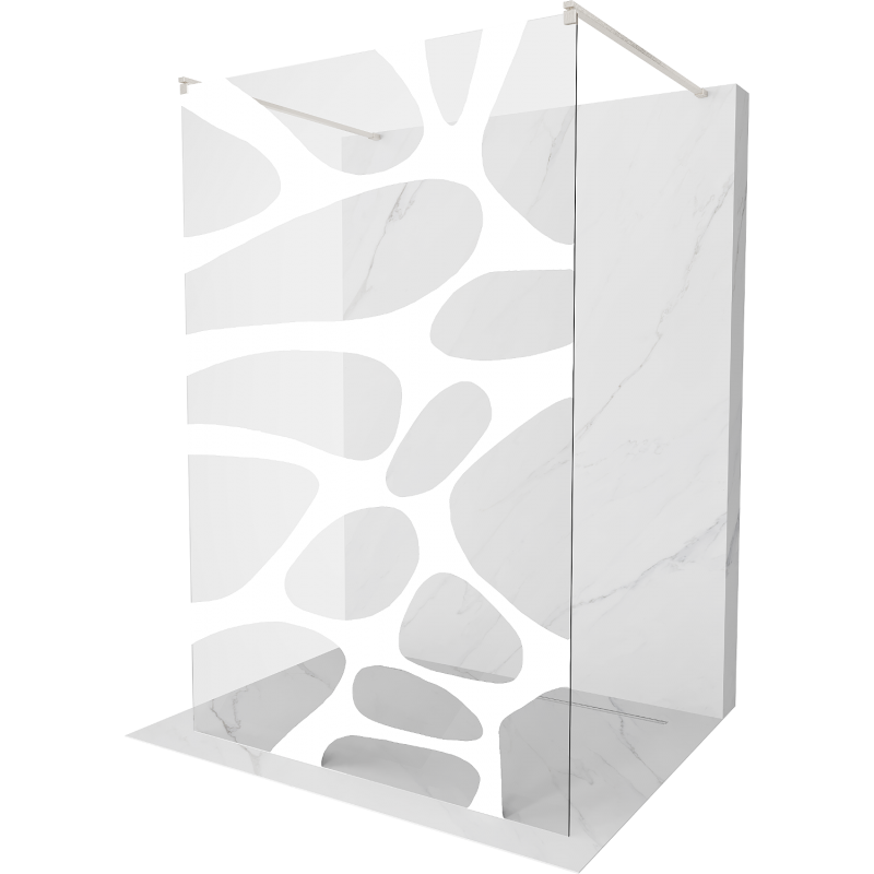 Mexen Kioto Freistehende Duschwand 140 x 200 cm, weiße Welle 8 mm, gebürsteter Nickel - 800-140-002-97-97
