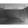 Mexen Kioto Freistehende Duschwand 100 x 200 cm, weiße Welle 8 mm, gebürstetes Gold - 800-100-002-55-97