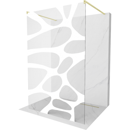Mexen Kioto Freistehende Duschwand 110 x 200 cm, weiße Welle 8 mm, gebürstetes Gold - 800-110-002-55-97