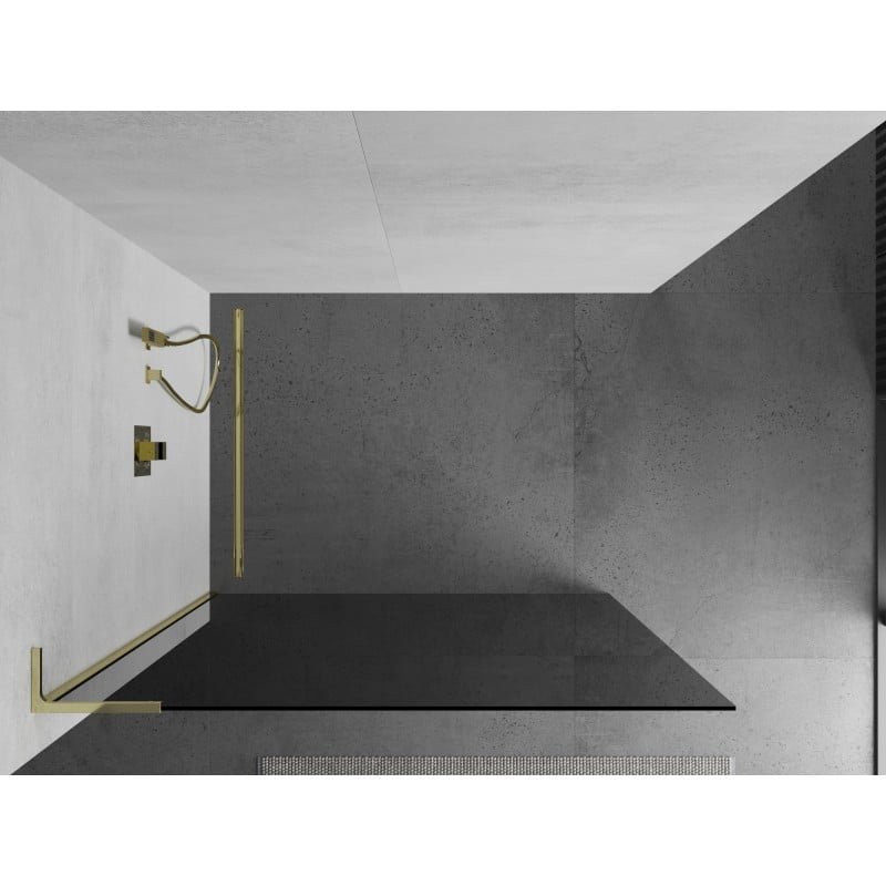Mexen Kioto L Duschwand Walk-in 120 x 200 cm, Graphit, Gold - 800-120-103-50-40