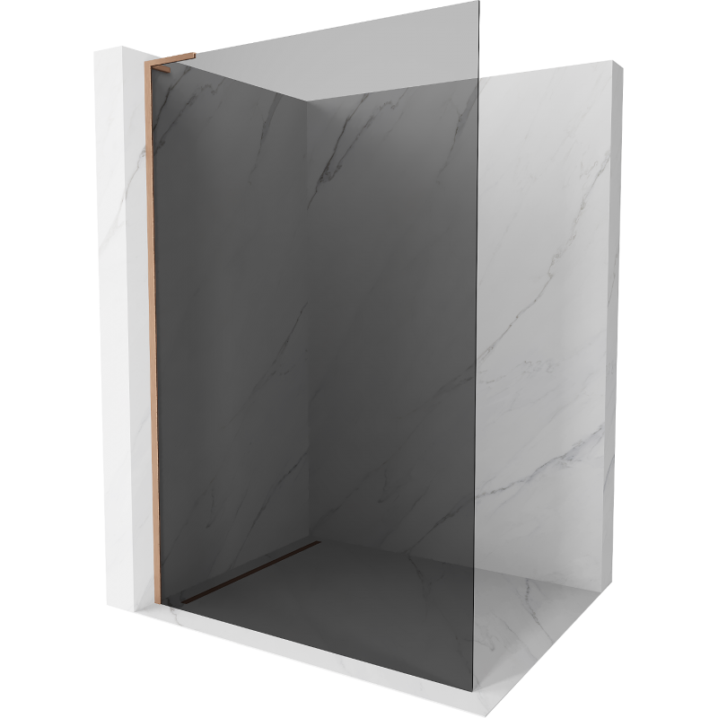 Mexen Kioto L Duschwand Walk-in 70 x 200 cm, Graphit, gebürstetes Kupfer - 800-070-103-65-40