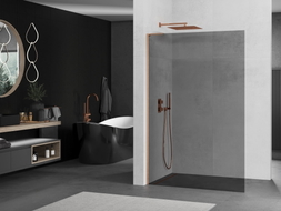 Mexen Kioto L Duschwand Walk-in 80 x 200 cm, Graphit, gebürstetes Kupfer - 800-080-103-65-40